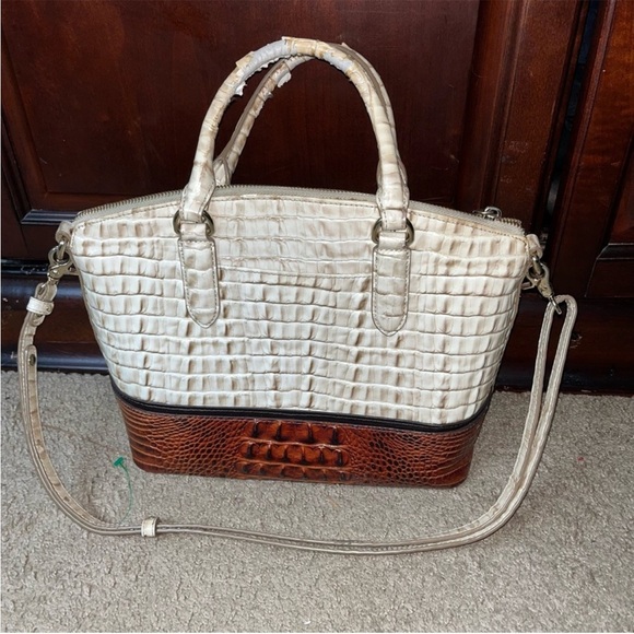 Brahmin Beige and MahoganyDuxberry  Croc-Embossed Satchel - Picture 7 of 8
